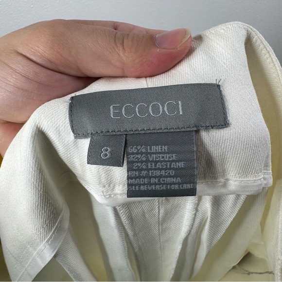 Eccoci NWT White Linen Blend Wide Leg Pants Size 8 - Picture 4 of 5